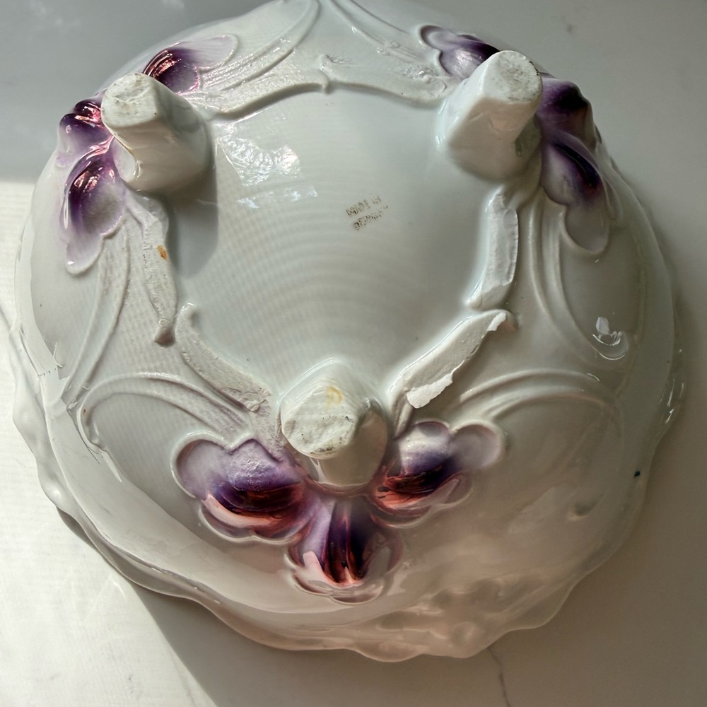 Vintage- antique pierced porcelain Floral Ceramic Bowl